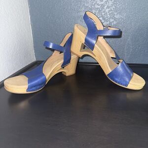 Dansko Tasha Royal Blue Leather Slingback Cutout Sandals EU 42 US 11.5-12